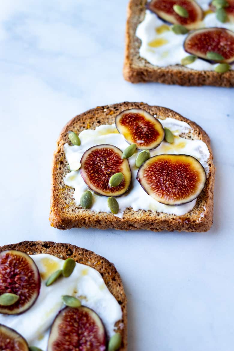 clotted cream spread on toast with fig and honey