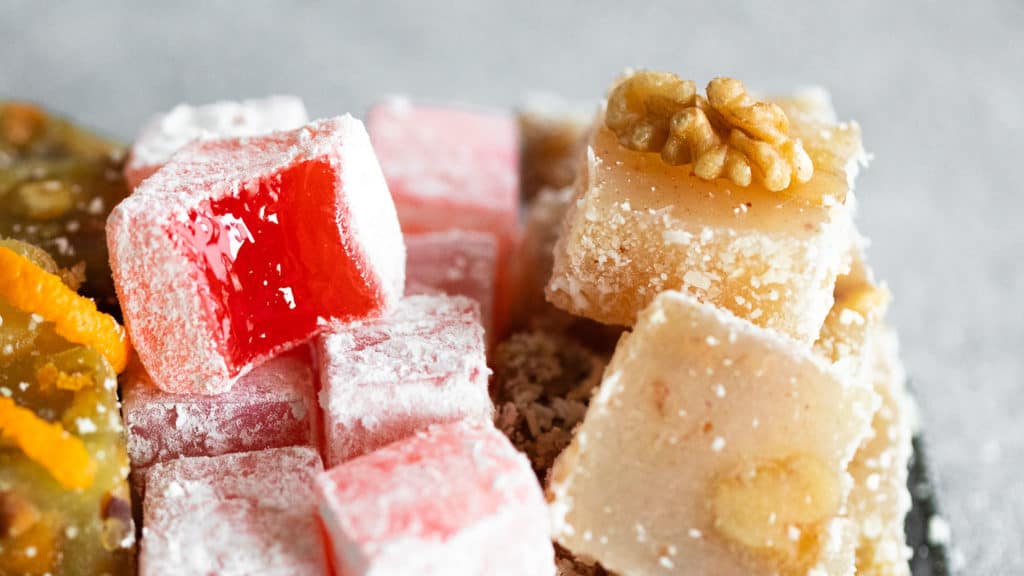Turkish delight varieties in a bowl. Authentic Turkish Delight Recipe from Narnia