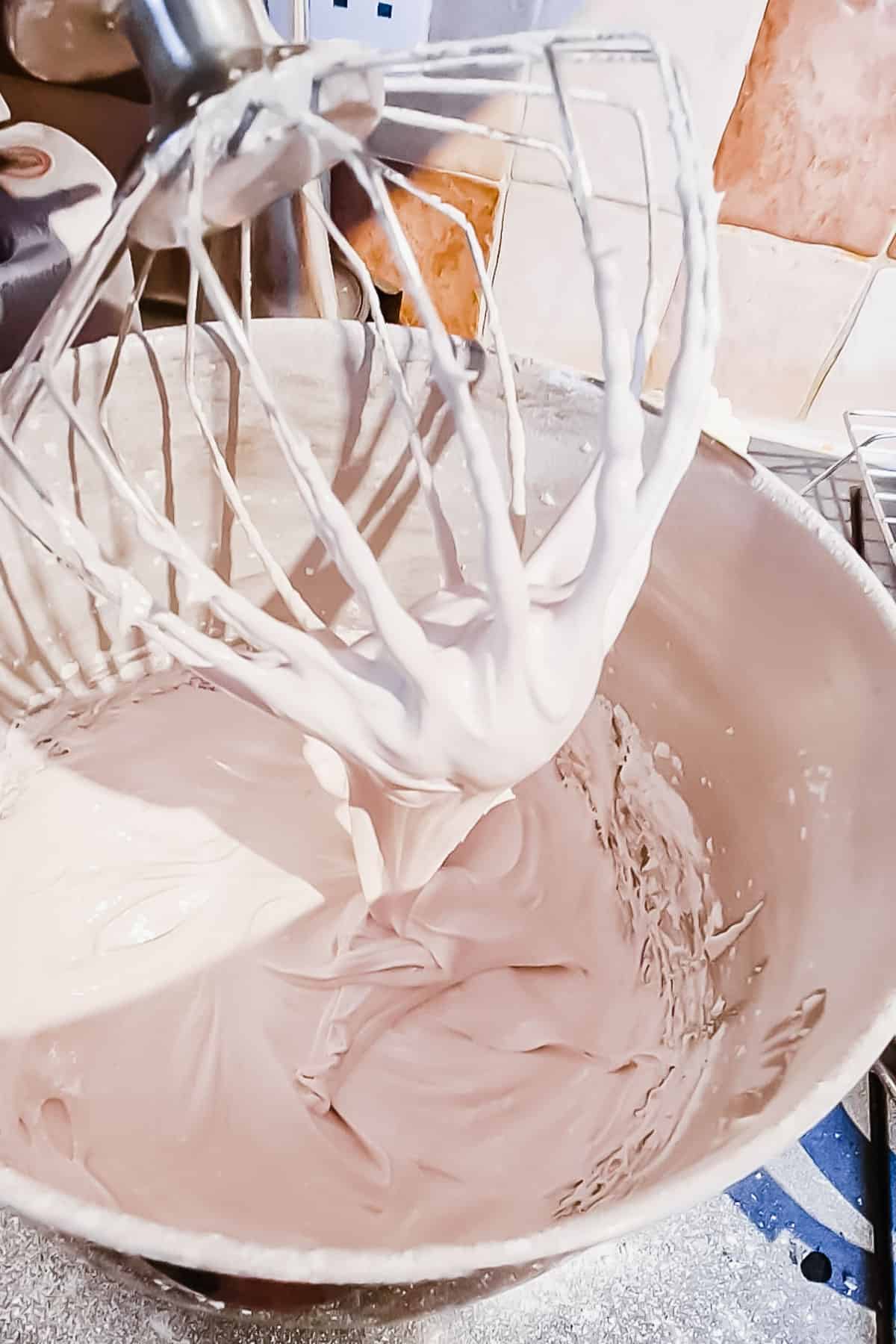 whipped aquafaba in a mixer