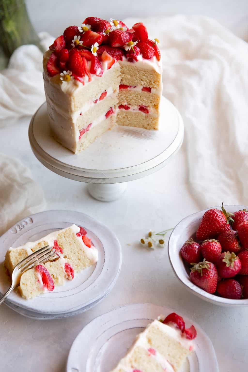 Vegan Vanilla Cake with Strawberries & Chantilly Cream | Aegean Delight