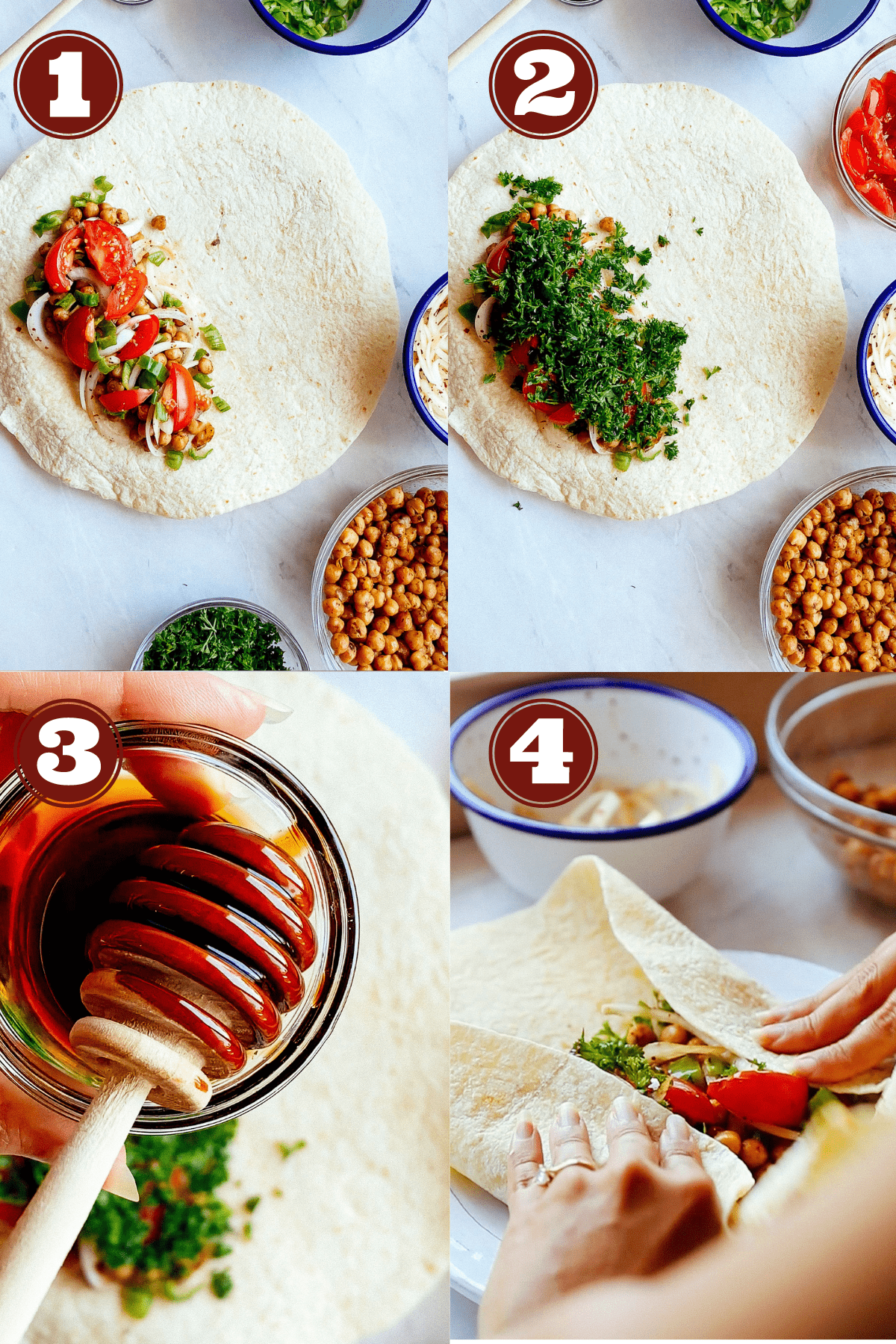 step by step how to make turkish chickpea wraps