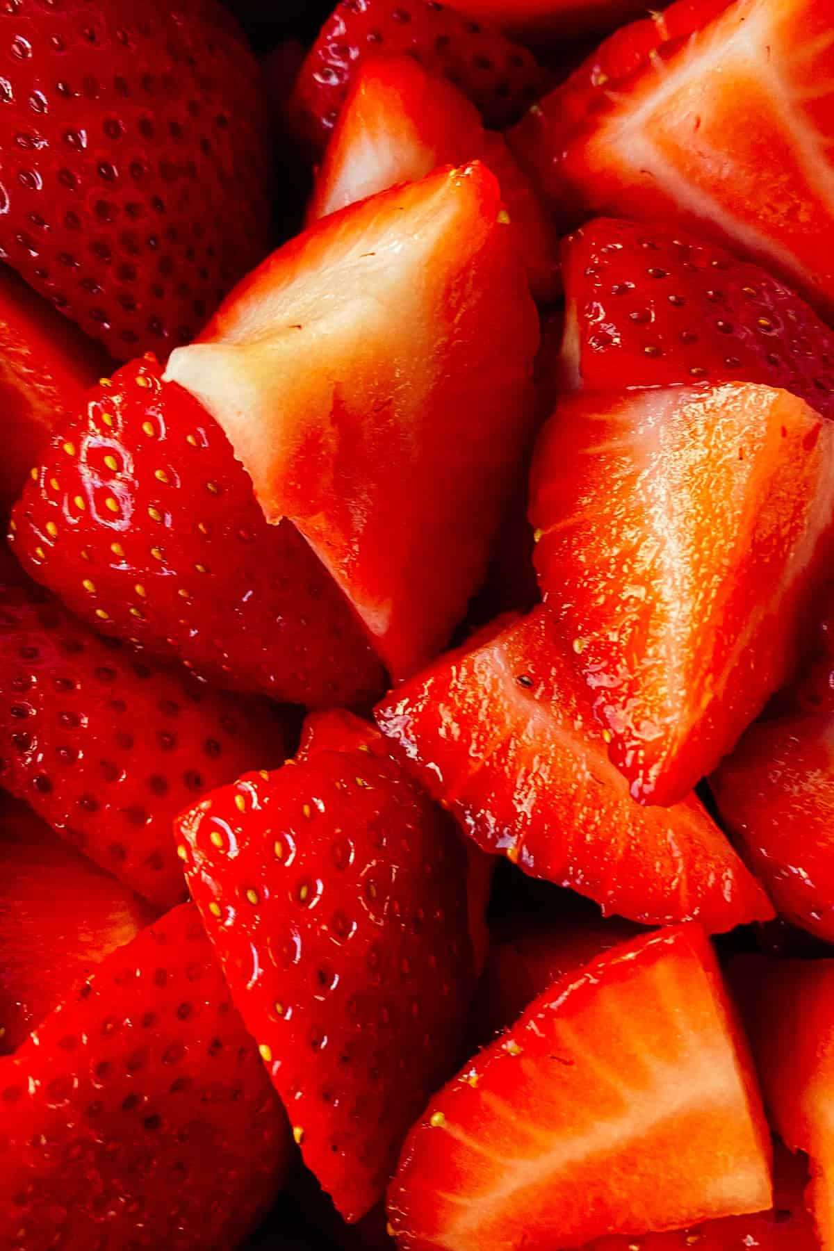 strawberries close up in a bowl