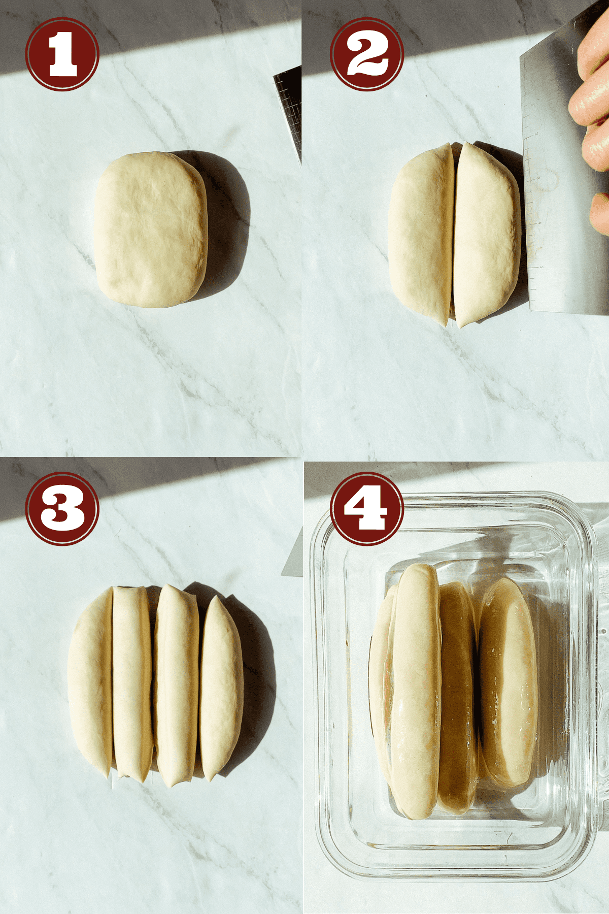 step by step instructions showing how to cut and rest noodle dough